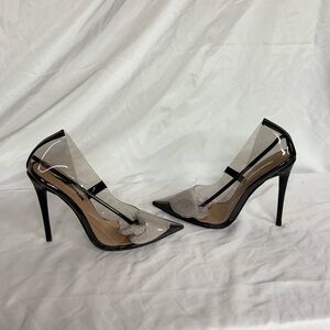 Liliana Elegant Black and Clear Stiletto Heels